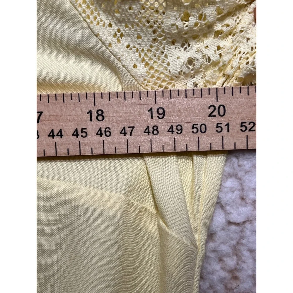 Vintage Ship n Shore 1960s Butter Yellow Lace Puff Sleeve Blouse Top - Picture 4 of 7